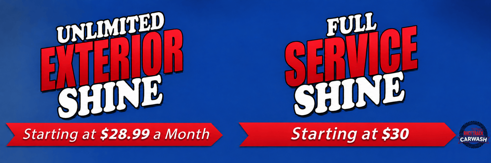 Race track car wash banner image